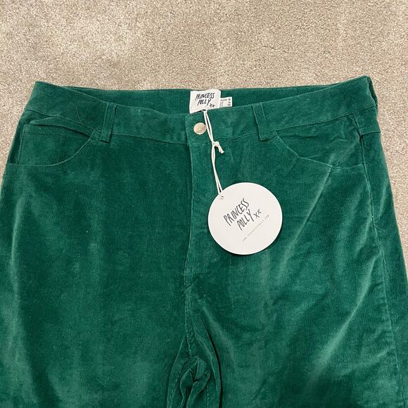 NWT Princess Polly Women's Green Corduroy Flare Pant Green Size 14 - Picture 5 of 11